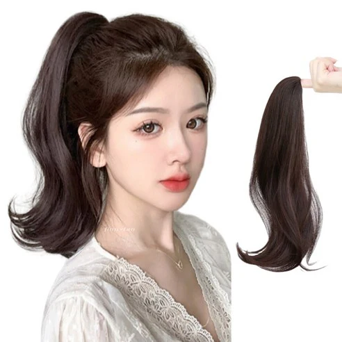 Ponytail Extension Wig Bun Style Hair Silky Claw Clip Dark Brown 머릿결 좋은 집게형 포니테일 가발 똥머리 가능 다크브라운