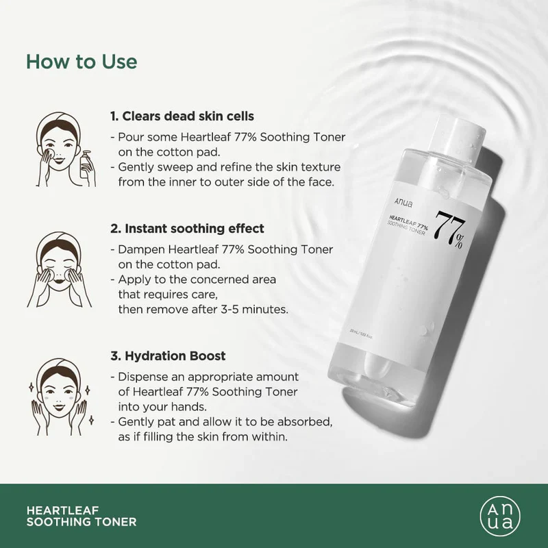 ANUA HEARTLEAF 77% SOOTHING TONER 250ML 아누아 어성초 77% 진정 토너 250ML - Image 4