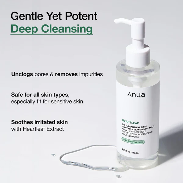 ANUA Heartleaf Pore Cleansing Oil Mild 200ml 아누아 어성초 포어 컨트롤 클렌징오일 마일드 200ml - Image 3