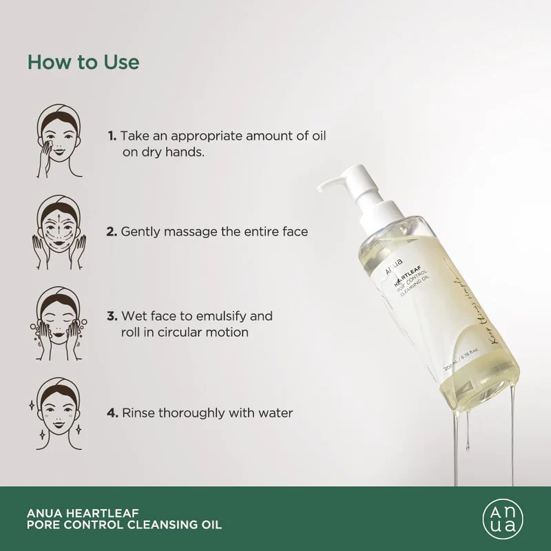 ANUA HEARTLEAF PORE CONTROL CLEANSING OIL 20ML 아누아 어성초 포어 컨트롤 클렌징 오일 20ML - Image 4
