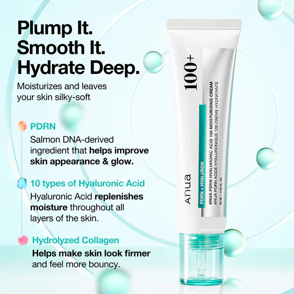 ANUA PDRN Hyaluronic Acid 100 Moisturizing Cream 60ml / 2.02 fl. oz. 아누아 PDRN 히알루론산 100 수분 크림 60ml / 2.02 fl. oz. - Image 9