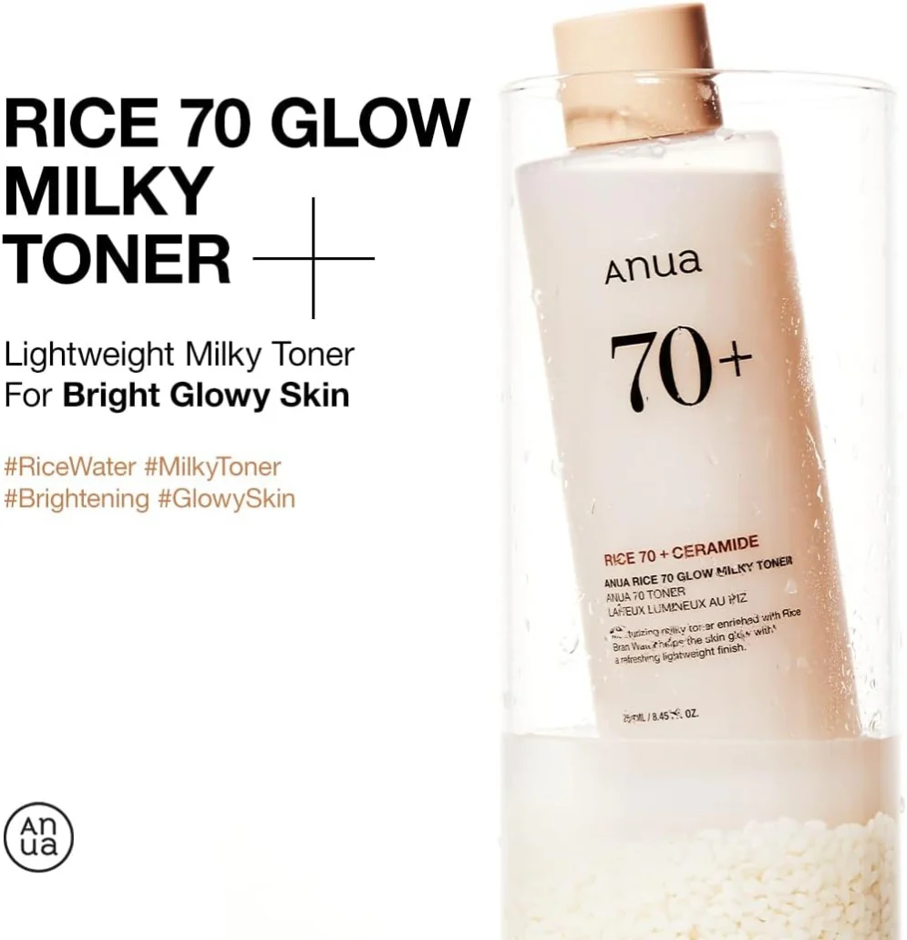 ANUA Rice 70 Glow Milky Toner 250ml / 8.45 fl.oz. 아누아 라이스 70 글로우 밀키 토너 250ml / 8.45 fl.oz. - Image 4