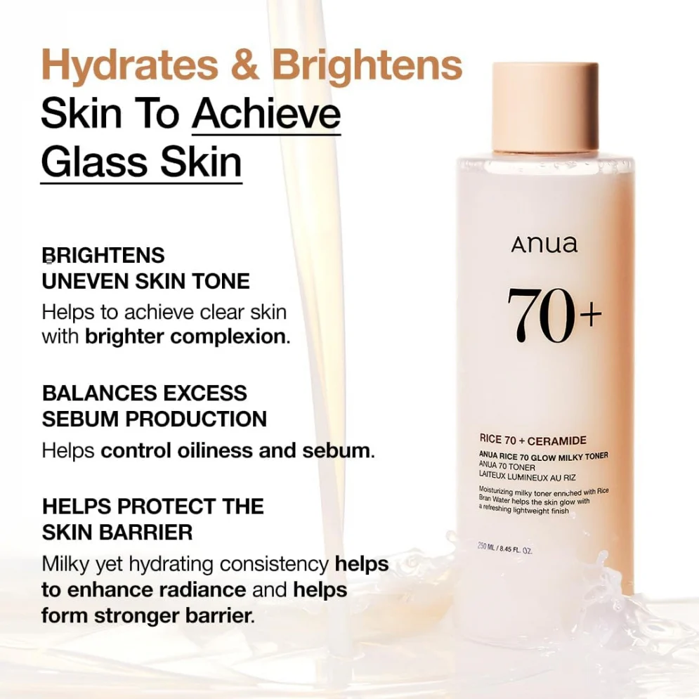 ANUA Rice 70 Glow Milky Toner 250ml / 8.45 fl.oz. 아누아 라이스 70 글로우 밀키 토너 250ml / 8.45 fl.oz. - Image 5