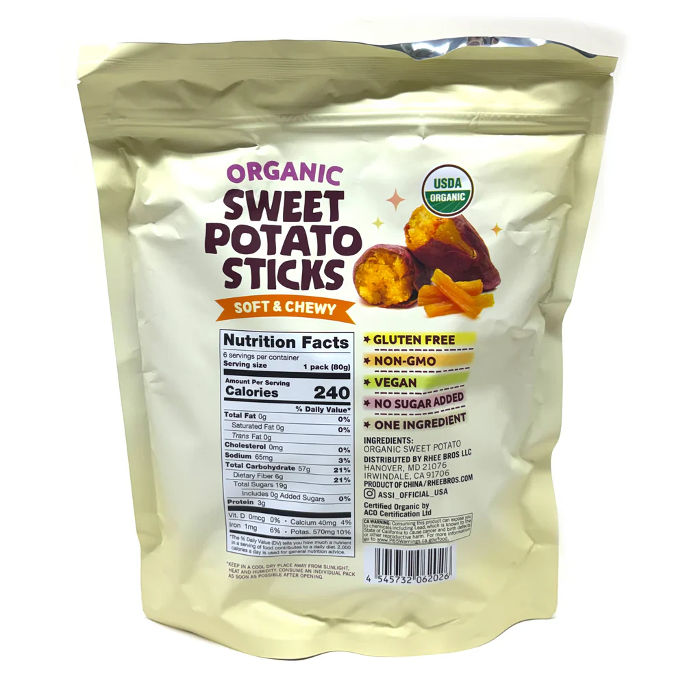 Assi Organic Sweet Potato Sticks 2.82 oz X 6 Packets 아씨 올가닉 부드럽고 쫄깃한 고구마 스틱 2.82 oz X 6 Packets - Image 2