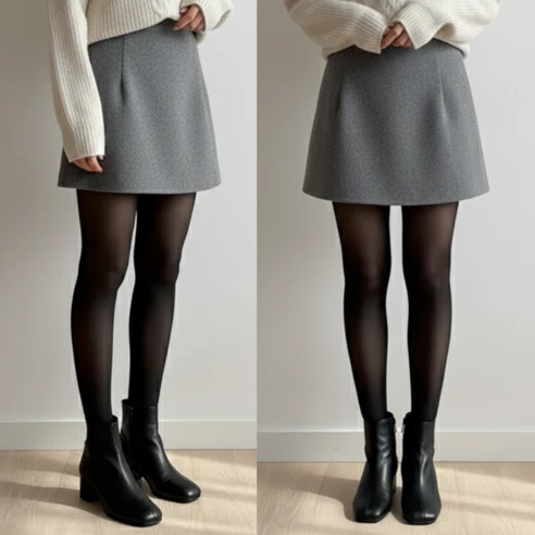 [쿠팡 베스트셀링🔥] Balance & Fit Winter Fleece Illusion Tights 밸런스앤핏 겨울 기모 착시스타킹 - Image 4