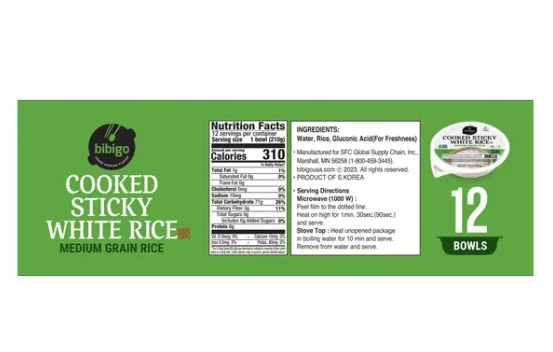 Bibigo Cooked Sticky White Rice Bowls, Medium Grain, 7.4 oz, 12-Count - Image 3
