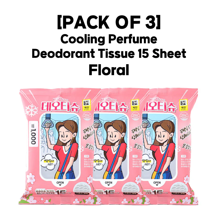 [PACK OF 3] Cooling Perfume Deodorant Tissue 15 Sheet (Floral / Soap) 쿨링 퍼퓸 데오 티슈 15매 (플로럴향/비누향) - Image 4