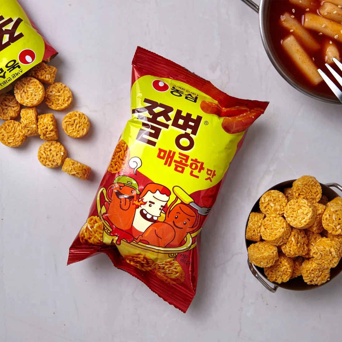 [PACK OF 2] NONGSHIM JJOL BYUNG SNACK SPICY 82g 농심 쫄병스낵 매콤한맛 82g - Image 3