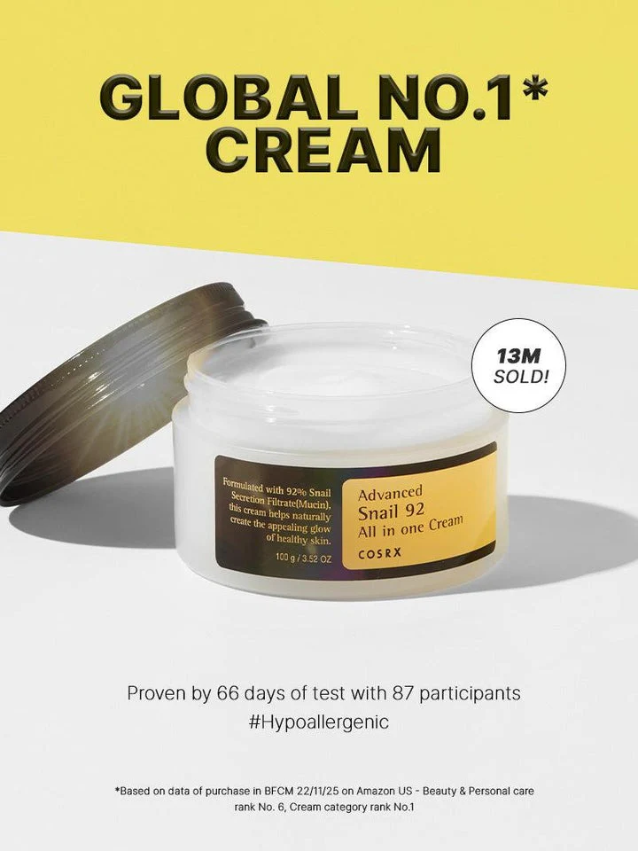COSRX Advanced Snail 92 All in one Cream 100g (3.52 oz.) 코스알엑스 어드벤스트 스네일 92 올인원 크림 100g - Image 7