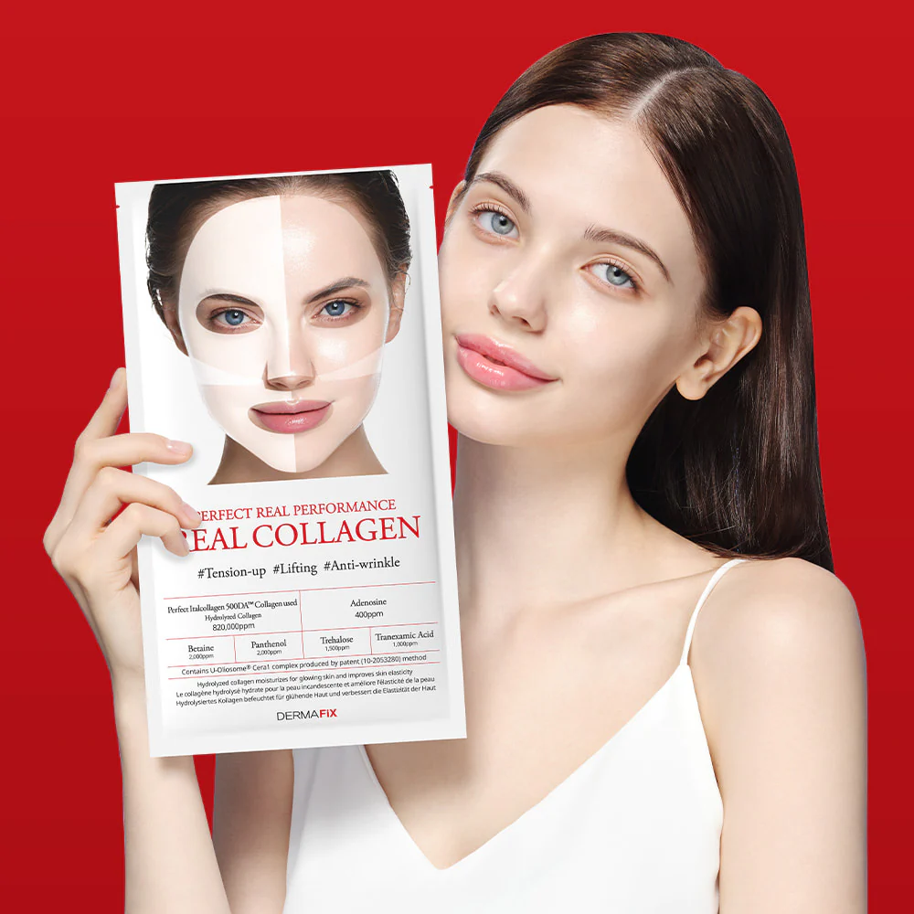 DERMAFIX Perfect Real Performance Collagen 100 Mask 8EA 더마픽스 퍼펙트 리얼 퍼포먼스 리얼콜라겐 8매입 - Image 2