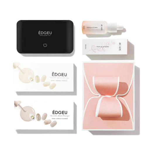 EDGEU SPECIAL GIFT SET Press on Sticker Strips 2 kind with Curing Lamp, Gel Off Serum, gift box (엣지유 스페셜 기프트 세트 2종류 풀컬러 샵젤, 베이크드 젤티이 램프, 젤 오프 세럼, 기프트 박스) - Image 5