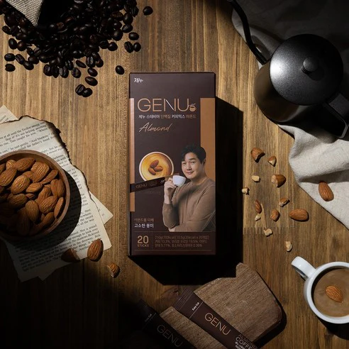 GENU Stevia Protein Coffee Mix Almond 제누 스테비아 단백질 커피믹스 아몬드 20 Sticks - Image 2