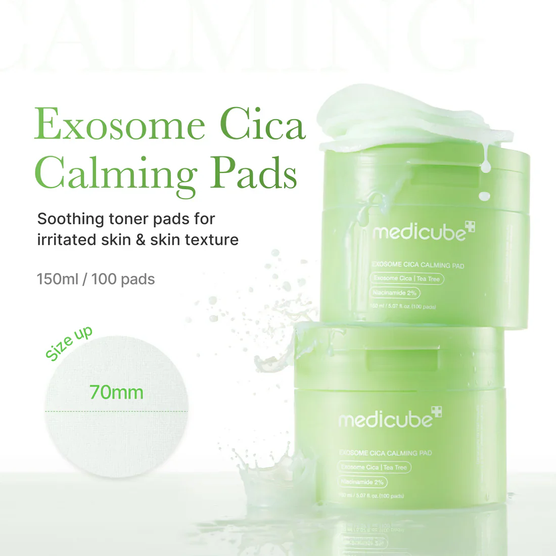 Medicube Exosome Cica Calming Toner Pad 100Pads Low-Irritating Daily Texture Care 메디큐브 엑소좀 시카 요철 진정패드 100패드 - Image 2