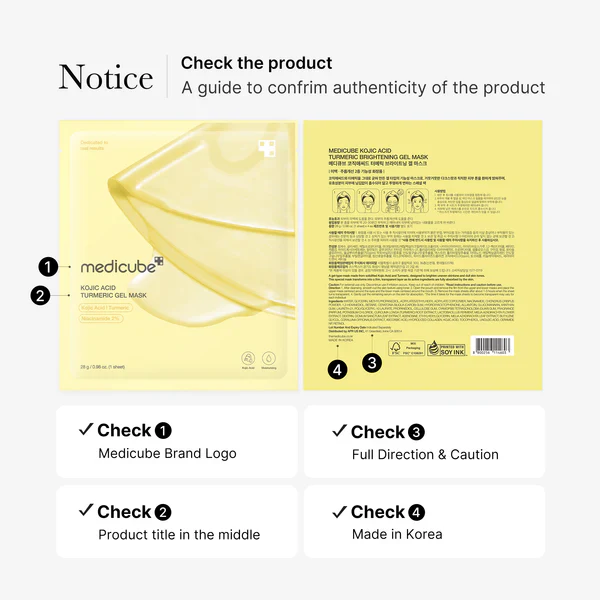 Medicube Kojic Acid Tumeric Brightening Gel Mask 28g / 0.98 oz. x 4ea 메디큐브 코직애씨드 터메릭 비타 겔 마스크 28g / 0.98 oz. x 4ea - Image 8