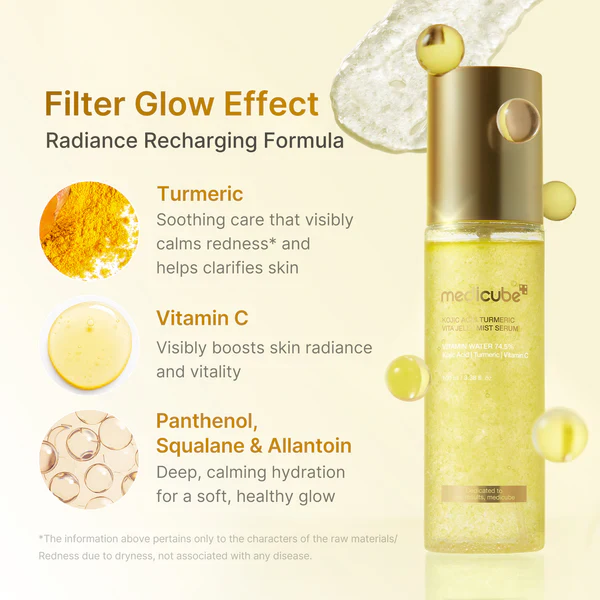 Medicube Kojic Acid Turmeric Vitamin Gold Jelly Mist Serum 100ml 메디큐브 코직애씨드 터메릭 비타 미스트 세럼 100ml - Image 2