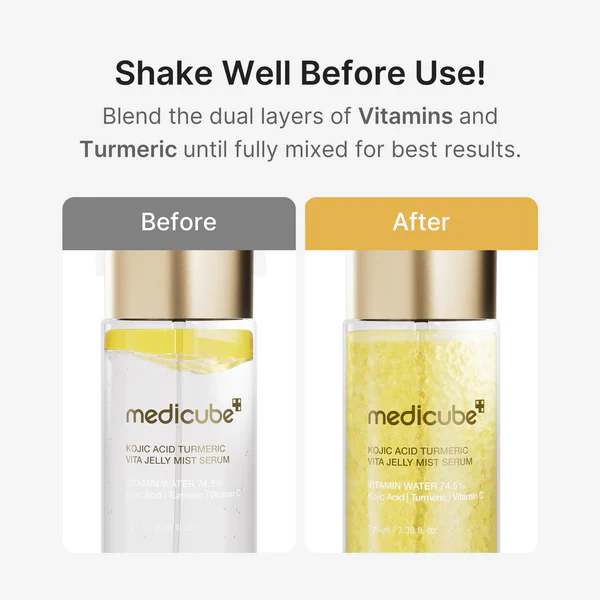 Medicube Kojic Acid Turmeric Vitamin Gold Jelly Mist Serum 100ml 메디큐브 코직애씨드 터메릭 비타 미스트 세럼 100ml - Image 6