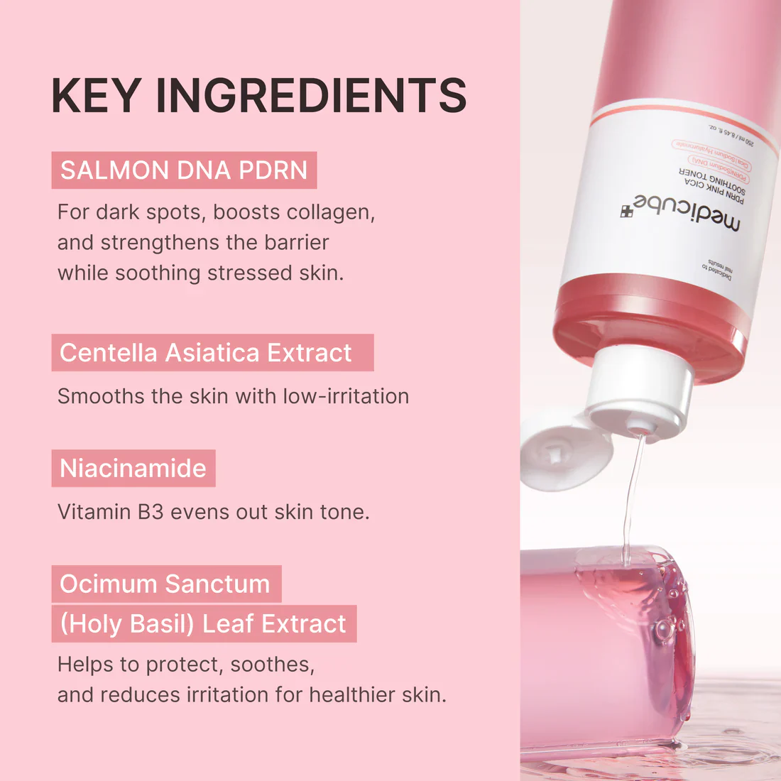 Medicube PDRN Pink Peptide Toner 250ml 메디큐브 PDRN 핑크 시카 수딩 토너 250ml - Image 5