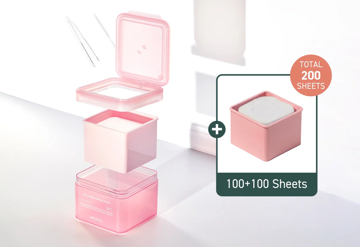 MEDIHEAL COLLAGEN AMPOULE TONER PAD 100 PADS+100 PADS REFILL 메디힐 콜라겐 앰플 토너 패드 100PADS+100 PADS REFILL - Image 3