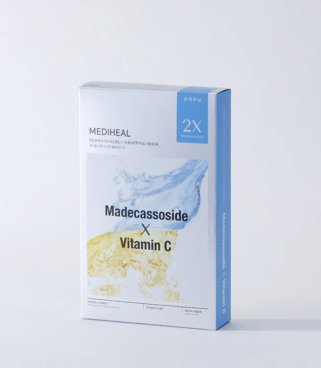 MEDIHEAL Derma Synergy Wrapping Mask Blemish & Tone Care Madecassoside X Vitamin C 4EA 메디힐 더마 시너지 랩핑 마스크 흔적토닝 마데카소사이드 X 비타민 C 4매입
