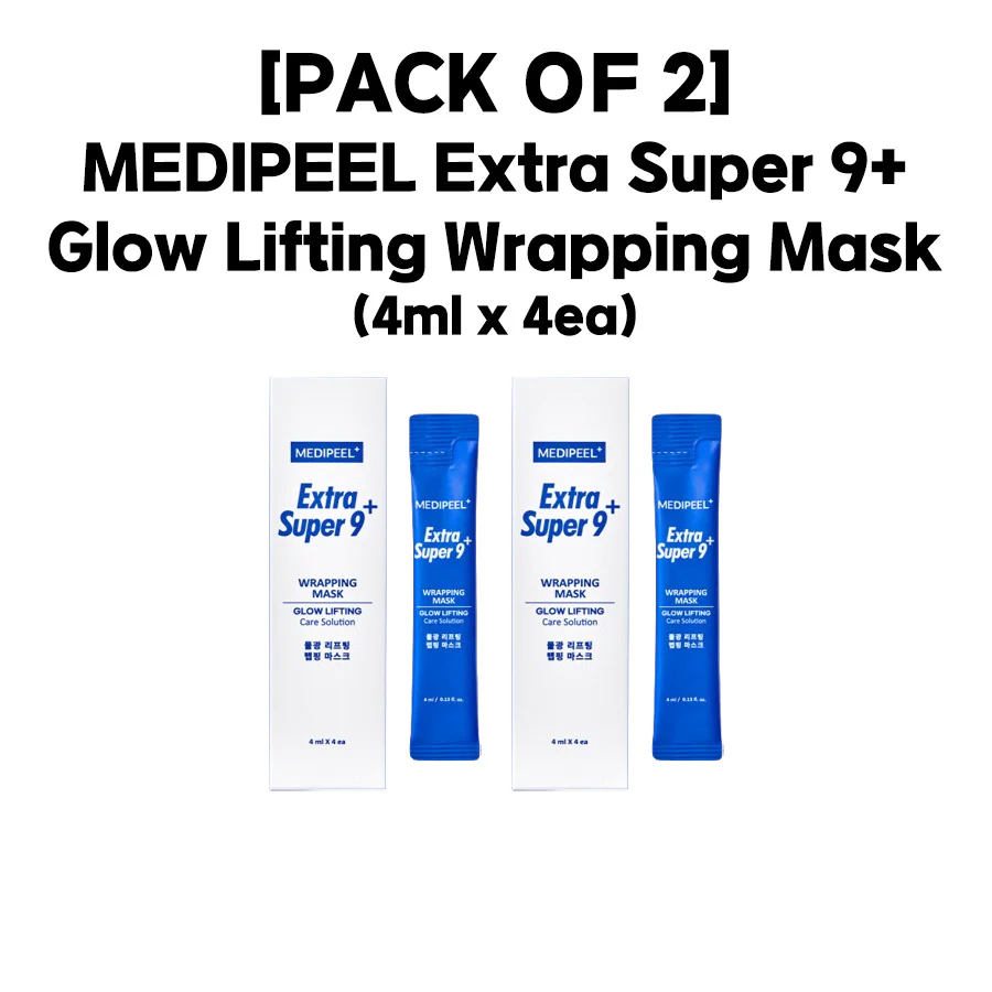 [PACK OF 2] MEDIPEEL Extra Super 9+Glow Lifting Wrapping Mask (4ml x 4ea) 메디필 엑스트라 슈퍼 9 플러스 물광 리프팅 랩핑 마스크 (4ml x 4ea)