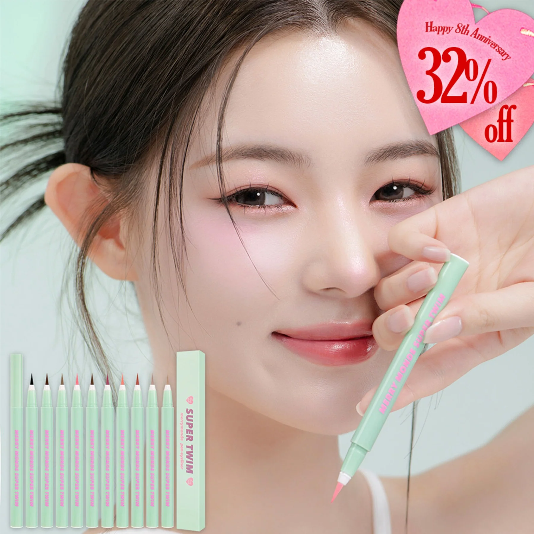 Merrymonde Super Twim Pen Eyeliner 12 Colors 메리몽드 슈퍼트임 펜 아이라이너 12색 - Image 5