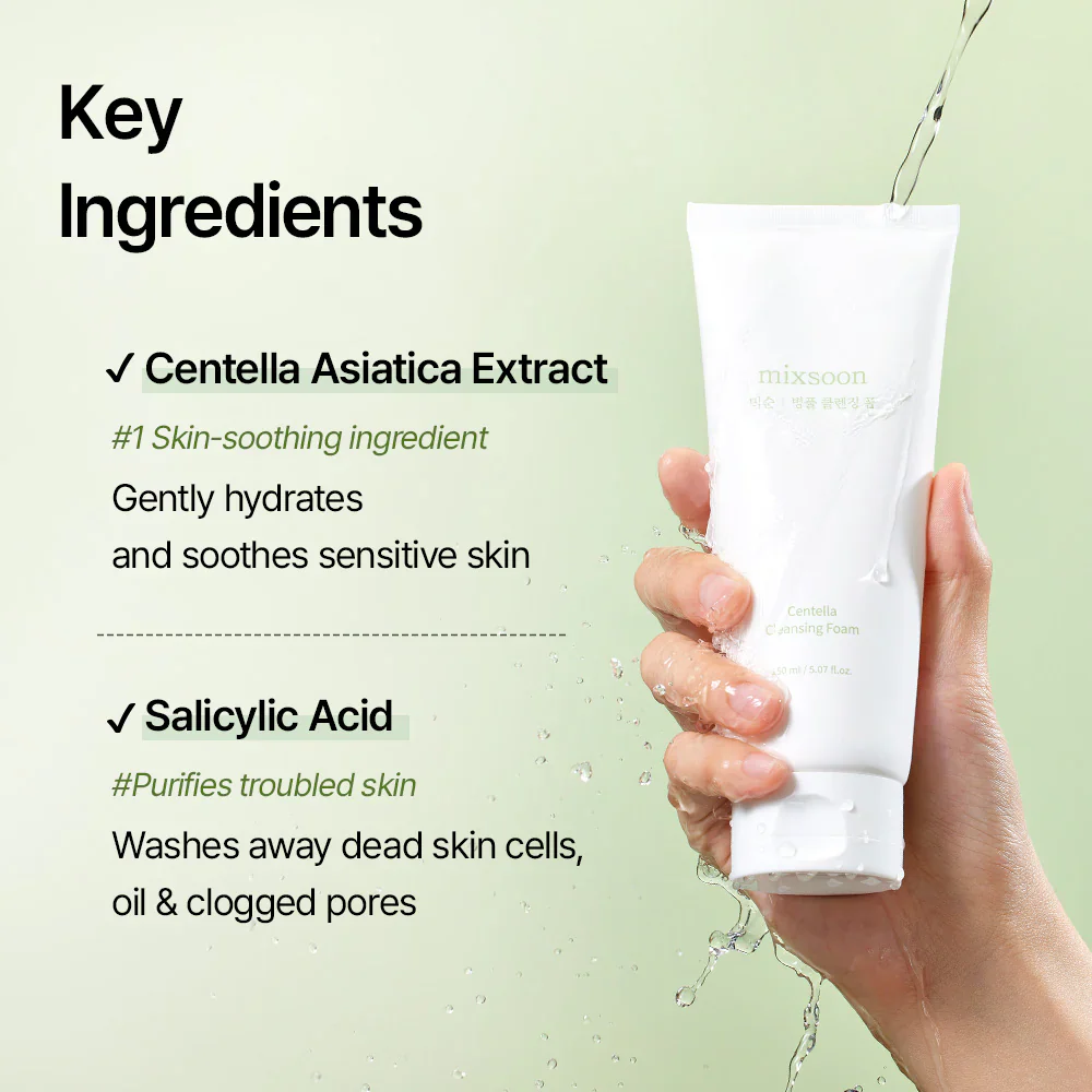 MIXSOON Centella Cleansing Foam 150ml 믹순 병풀 클렌징 폼 150ml - Image 3