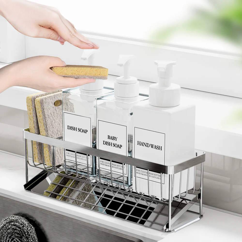 Modenzip Premium Wide All-Stainless Sponge Holder 3 Styles 모든집 와이드 올스텐 수세미거치대 3종 - Image 2