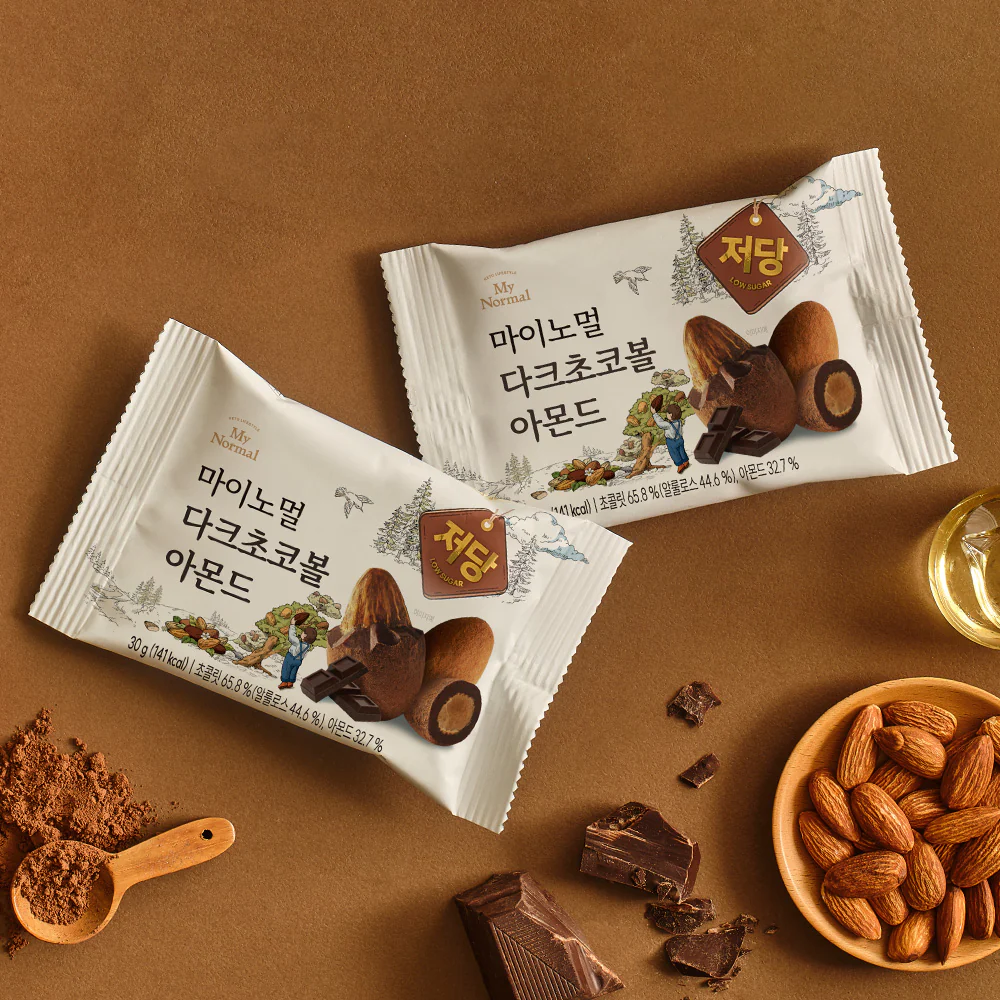 My Normal Low-Sugar Choco ball Almond 4 Flavors (Dark, Matcha, Mint) 5g X 5EA 마이노멀 저당 초코볼 아몬드 4가지 맛 (다크, 말차, 민트) 5g X 5개입 - Image 2