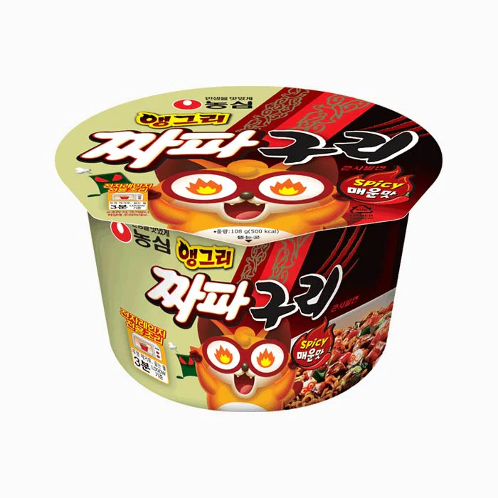 [PACK OF 3] Nongshim Angry Jjapaguri Spicy Big Cup Noodles 108g 농심 앵그리 짜파구리 매운맛 큰사발면 108g - Image 2