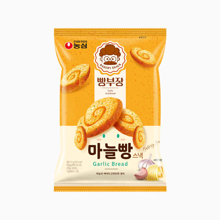 [PACK OF 3] NONGSHIM GARLIC BREAD BAKERY SNACK 55g 농심 빵부장 마늘빵 스낵 55g - Image 2