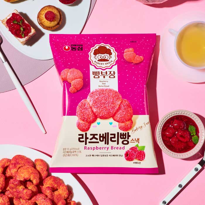 [PACK OF 3] NONGSHIM RASPBERRY BREAD BAKERY SNACK 55g 농심 빵부장 라즈베리빵 스낵 55g - Image 3