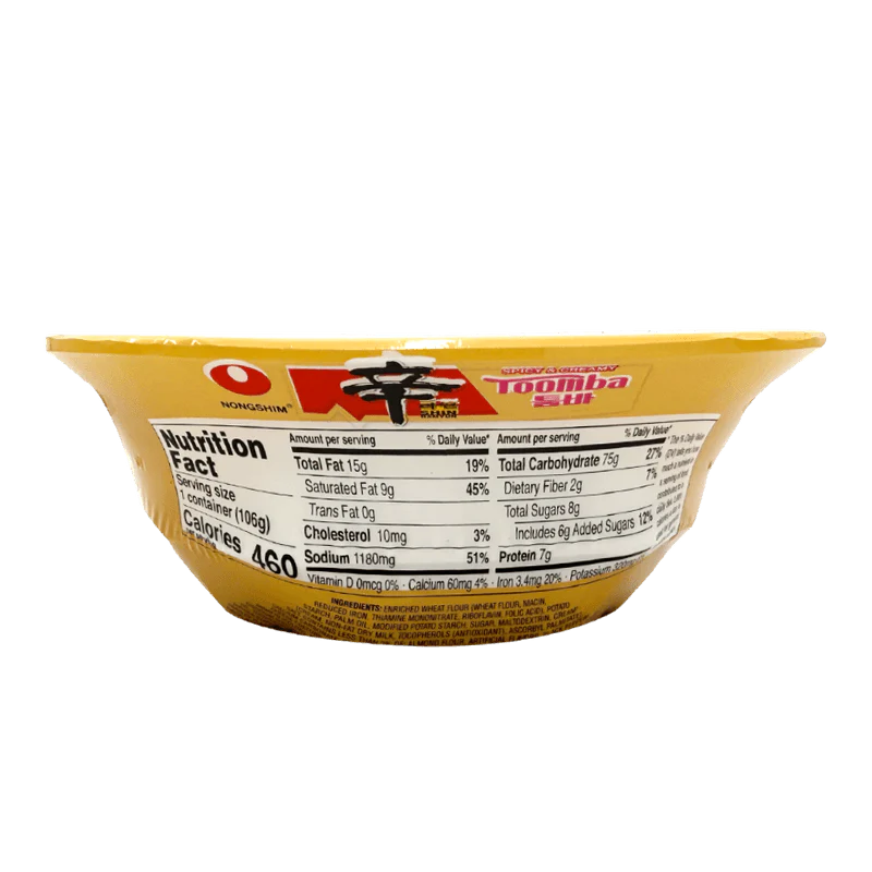 [PACK OF 6] Nongshim Shin Ramyeon Toomba Spicy Creamy Noodles Square Bowl 3.73 Oz (106g) 농심 신라면 매콤 꾸덕한 툼바 사각형 3.73 Oz (106g) - Image 3