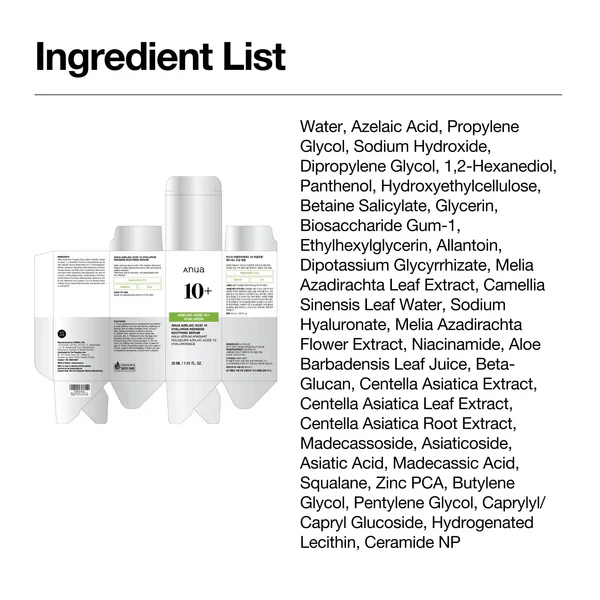 Anua Azelaic Acid 100 Hyaluron Redness Soothing Serum 1.01 fl. oz. / 30ml - Image 10