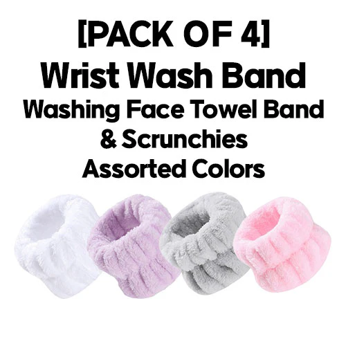 [PACK OF 4] Wrist Wash Band ( Washing Face Towel Band & Scrunchies ) 4 Pair 세안 손목 밴드 4쌍 - Image 3